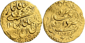 IRAN, Qajars. Fath 'Ali Shah, as Shah, AH 1212-1250 / AD 1797-1834. Toman (Gold, 23 mm, 4.58 g, 6 h), type W, Yazd, AH 1232 = AD 1816/7. The king’s na...