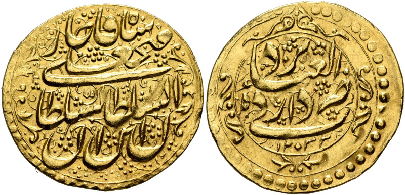 IRAN, Qajars. Fath 'Ali Shah, as Shah, AH 1212-1250 / AD 1797-1834. Toman (Gold,...