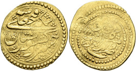 IRAN, Qajars. Fath 'Ali Shah, as Shah, AH 1212-1250 / AD 1797-1834. Keshvarsetan (Gold, 20 mm, 3.43 g, 6 h), type Y, Kashan, AH 1246 = AD 1830/1. The ...