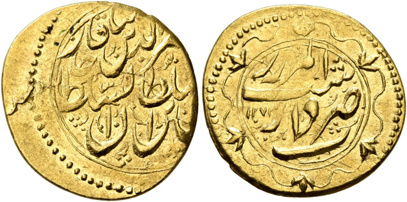 IRAN, Qajars. Nasir al-Din Shah, AH 1264-1313 / AD 1848-1896. Toman (Gold, 19 mm...