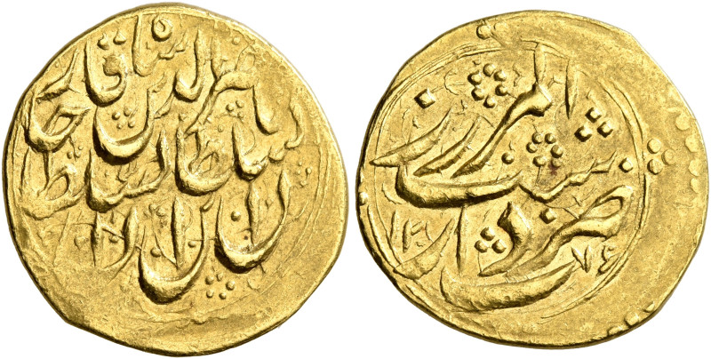 IRAN, Qajars. Nasir al-Din Shah, AH 1264-1313 / AD 1848-1896. Toman (Gold, 17 mm...