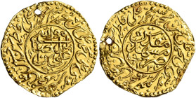IRAN, Qajars. Nasir al-Din Shah, AH 1264-1313 / AD 1848-1896. Medal (Gold, 20 mm, 0.81 g, 3 h), Pilgrimage medal to the tomb of ʿAli ibn Musa al-Rida,...