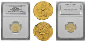 IRAN, Qajars. Nasir al-Din Shah, AH 1264-1313 / AD 1848-1896. Toman (Gold, 20 mm, 3.30 g, 12 h), Astarabad (Gorgan), AH 1279 = 1863. Crowned and drape...