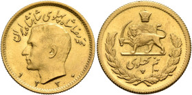 IRAN, Pahlavis. Muhammad Reza Shah, AH 1320-1358 / AD 1941-1979. 1/2 Pahlavi SH 1330 = 1951 (Gold, 19 mm, 4.09 g, 12 h), Tehran. Bare head of Muhammad...