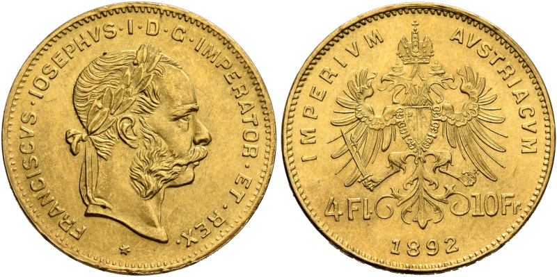 AUSTRIA. Kaisertum Österreich-Ungarn. Franz Josef I, 1867-1916. 4 Florins – 10 F...