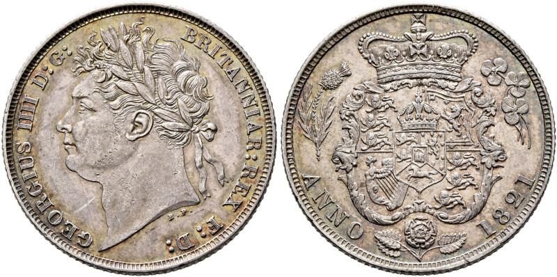 BRITISH, Hanover. George IV, 1820-1830. Shilling 1821 (Silver, 23 mm, 5.69 g, 6 ...