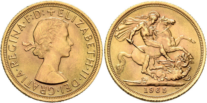 BRITISH, Windsor. Elizabeth II, 1952-2022. Sovereign 1965 (Gold, 22 mm, 8.00 g, ...