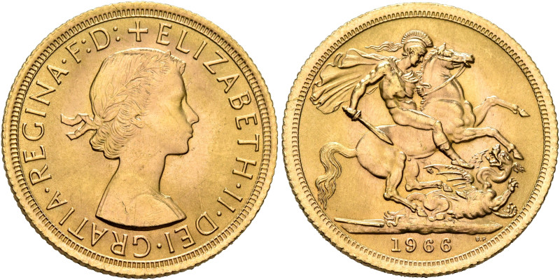 BRITISH, Windsor. Elizabeth II, 1952-2022. Sovereign 1966 (Gold, 22 mm, 8.00 g, ...