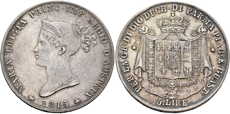 ITALY. Parma. Maria Luigia d'Austria, 1815-1847. 5 Lire 1815 (Silver, 37 mm, 24....