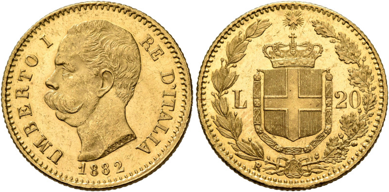 ITALY. Regno d'Italia. Umberto I, 1878-1900. 20 Lire 1882 R (Gold, 21 mm, 6.46 g...