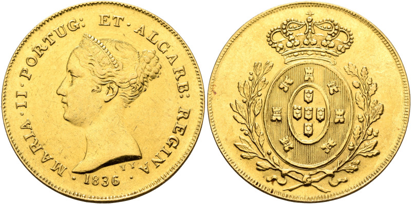 PORTUGAL, Kingdom. Maria II a Educadora (the Educator), 1834-1853. 7500 Reis 183...