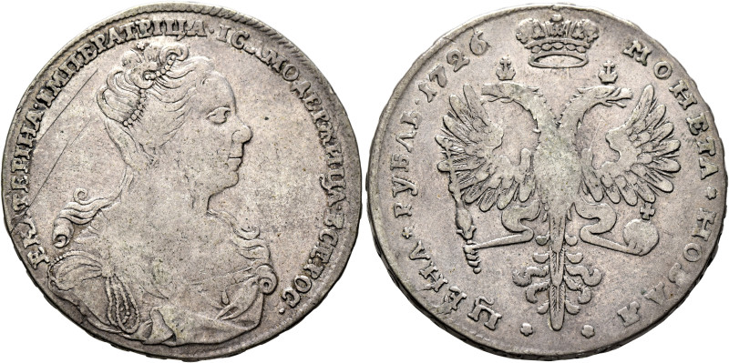 RUSSIA, Tsars of Russia. Ekaterina I Alexeyevna, 1725-1727. Rouble 1726 (Silver,...