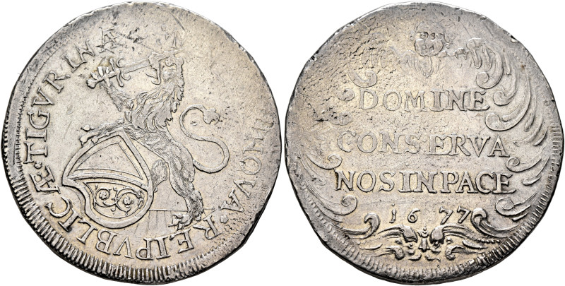 SWITZERLAND. Zürich. Stadt. Taler 1677 (Silver, 41 mm, 27.82 g, 12 h). [MONETA] ...