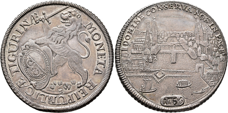 SWITZERLAND. Zürich. Stadt. Taler 1756 (Silver, 40 mm, 27.86 g, 12 h). MONETA RE...