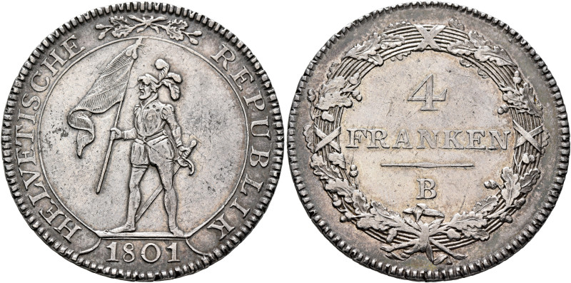 SWITZERLAND. Helvetische Republik. 1798-1803. 4 Franken (Neutaler) 1801 B (Silve...