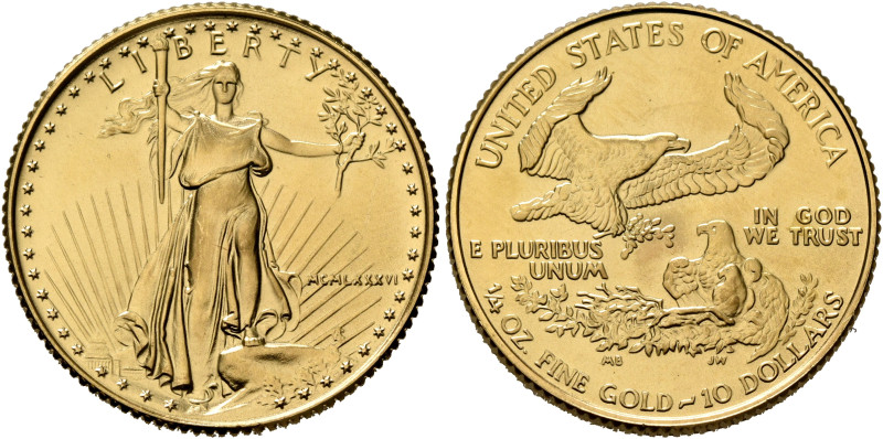 UNITED STATES. 1776-pres. 10 Dollars 1986 (Gold, 22 mm, 8.49 g, 6 h), American G...