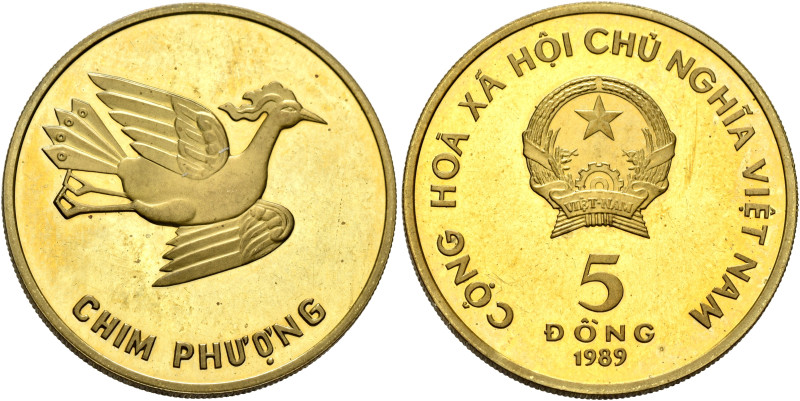 VIETNAM. Socialist Republic. 1976-pres. 5 Dong 1989 (Brass, 27 mm, 8.42 g, 12 h)...