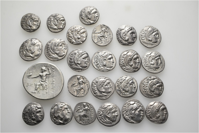 A lot containing 24 silver coins. All: Alexander III 'the Great' and his success...