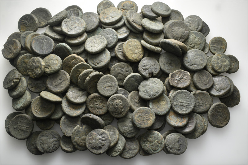 A lot containing 166 bronze coins. All: Greek. Fair to fine. LOT SOLD AS IS, NO ...