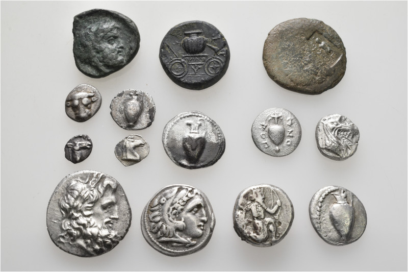 A lot containing 14 silver and bronze coins. All: Greek. Fair to very fine. LOT ...