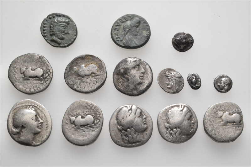 A lot containing 14 silver and bronze coins. All: Greek. Fair to very fine. LOT ...