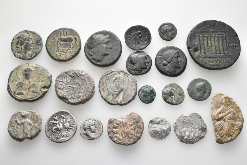 A lot containing 21 silver, bronze and lead coins. Including: Greek, Roman Provi...