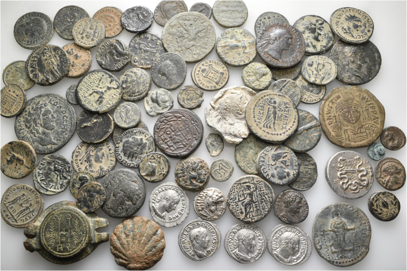 A lot containing 72 silver, bronze and lead coins. Including: Greek, Roman Provi...