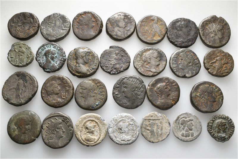 A lot containing 23 billon coins and 4 tesserae. All: Alexandria. Fine to about ...