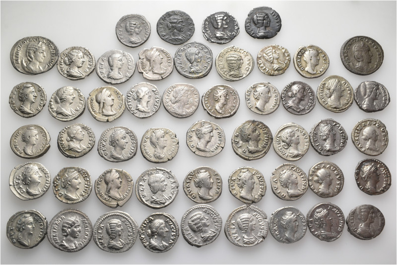 A lot containing 50 silver and bronze coins. All: Roman Imperial, empresses. Ver...