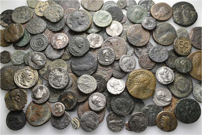 A lot containing 123 silver and bronze coins. Including: Roman Provincial, Roman...