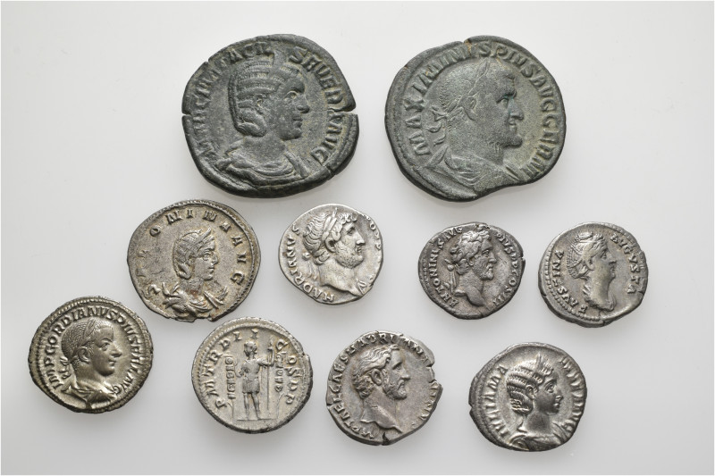 A lot containing 10 silver and bronze coins. All: Roman Imperial. About very fin...