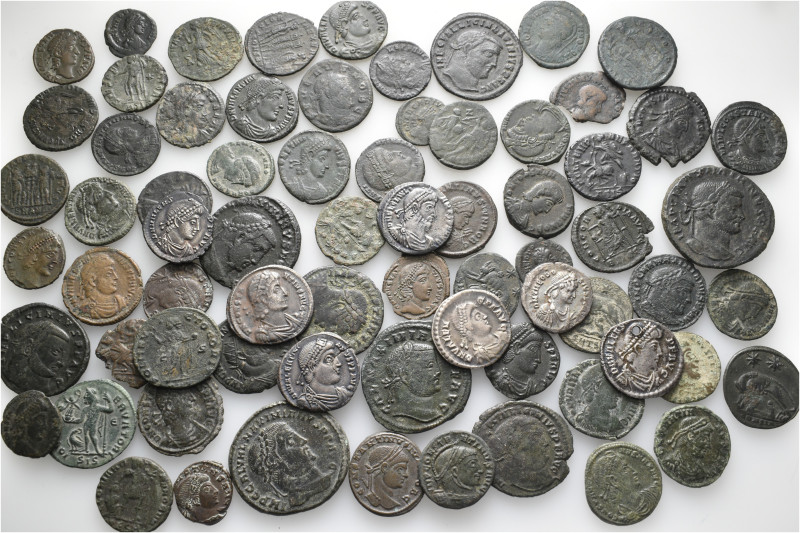 A lot containing 71 silver and bronze coins. All: Roman Imperial Siliquae and Fo...