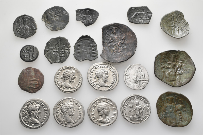 A lot containing 19 silver and bronze coins. Including: Greek, Roman Imperial, B...