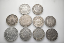 A lot containing 10 silver coins. All: France. Fine to very fine. LOT SOLD AS IS, NO RETURNS. 10 coins in lot.


From the collection of a Swiss sch...