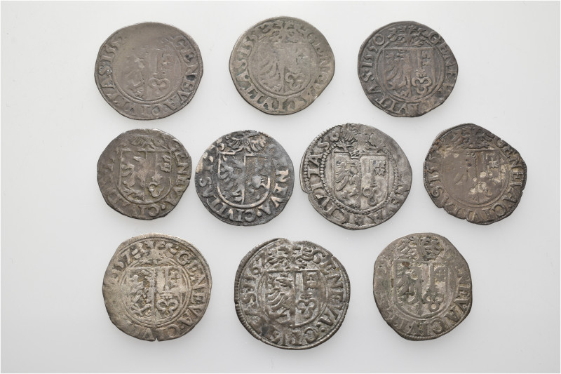 A lot containing 10 silver coins. All: Switzerland, 'Kantonsmünzen'. Genf. Fine ...