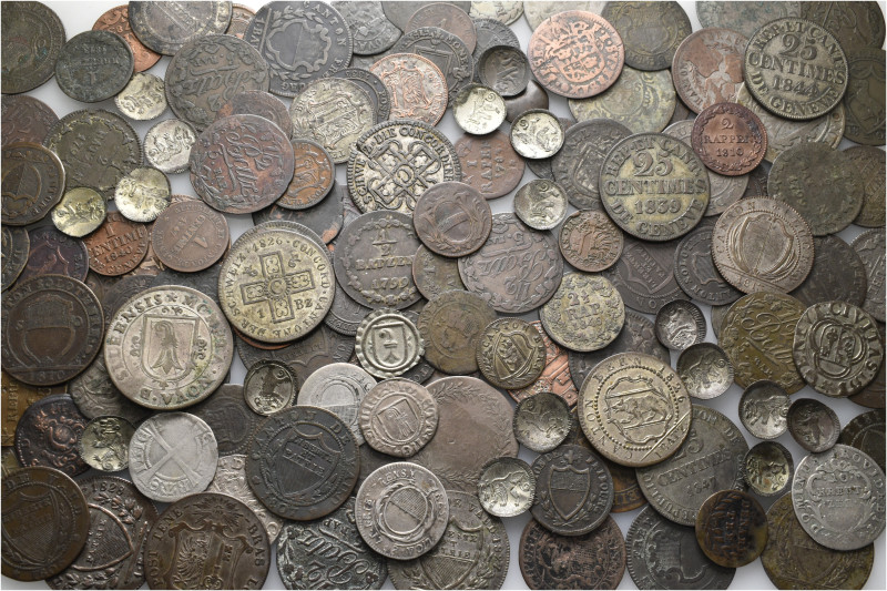 A lot containing 132 silver, billon and bronze coins. All: Switzerland, 'Kantons...