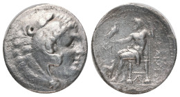KINGS OF MACEDON. Alexander III, Tetradrachm (336-323 BC). AR Silver, Arados, Obv: Head of Herakles to right, wearing lion skin headdress. Rev. AΛEΞAN...