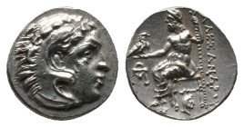 KINGS OF MACEDON. Alexander III, Drachm (336-323 BC). AR Silver, Magnesia ad Maeandrum Obv:Head of Herakles right, wearing lion skin Rev: AΛEΞANΔPOY, ...