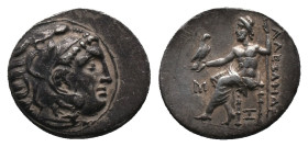 KINGS OF MACEDON. Alexander III, Drachm (336-323 BC). AR Silver, Abydos Obv:Head of Herakles right, wearing lion skin Rev: AΛEΞANΔPOY, Zeus seated lef...