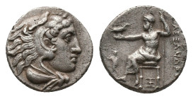 KINGS OF MACEDON. Alexander III, Drachm (336-323 BC). AR Silver, Abydos Obv:Head of Herakles right, wearing lion skin Rev: AΛEΞANΔPOY, Zeus seated lef...