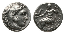 KINGS OF MACEDON. Alexander III, Drachm (336-323 BC). AR Silver, Late lifetime-early posthumous issue of Sardes Obv:Head of Herakles right, wearing li...