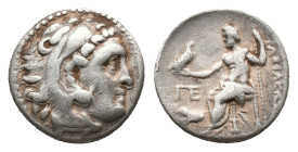 KINGS OF MACEDON. Alexander III, Drachm (336-323 BC). AR Silver Obv:Head of Herakles right, wearing lion skin Rev: AΛEΞANΔPOY, Zeus seated left on thr...