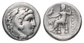 KINGS OF MACEDON. Alexander III, Drachm (336-323 BC). AR Silver Obv:Head of Herakles right, wearing lion skin Rev: AΛEΞANΔPOY, Zeus seated left on thr...