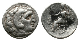KINGS OF MACEDON. Alexander III, Drachm (336-323 BC). AR Silver Obv:Head of Herakles right, wearing lion skin Rev: AΛEΞANΔPOY, Zeus seated left on thr...