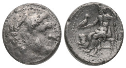 KINGS OF MACEDON. Alexander III, Drachm (336-323 BC). AR Silver Obv:Head of Herakles right, wearing lion skin Rev: AΛEΞANΔPOY, Zeus seated left on thr...