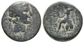 BITHYNIA. Nikaia. C. Papirius Carbo, procurator, (61-59 BC). AE. Bronze Obv: NIKAIΕΩN. Head of Dionysos to right, wearing taenia and wreath of ivy and...