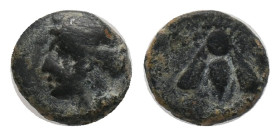 IONIA. Ephesos (375-325 BC). AE Bronze
Obv: E - Φ, Bee with straight wings
Rev: Female head (Artemis?) left, wearing stephane. Condition: Very fine....