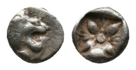 IONIA, Miletos. Obol or Hemihekte, (Late 6th-early 5th century BC). AR Silver
Obv: Forepart of lion left, head right.
Rev: Stellate floral design wi...