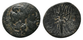 LYDIA. Apollonis. (Late 2nd-1st century BC) AE Bronze Obv: Head of Herakles to right, wearing lion skin headdress. Rev: AΠOΛΛΩ/NIΔEΩN Winged thunderbo...