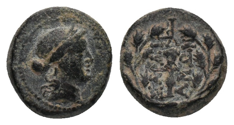 LYDIA. Sardes. (Circa 2nd-1st centuries BC) AE. Bronze
Obv: Laureate head of Ap...